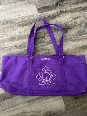 Peace Yoga purple canvas yoga mat tote bag